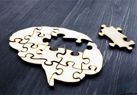 Puzzle shaped as a brain
